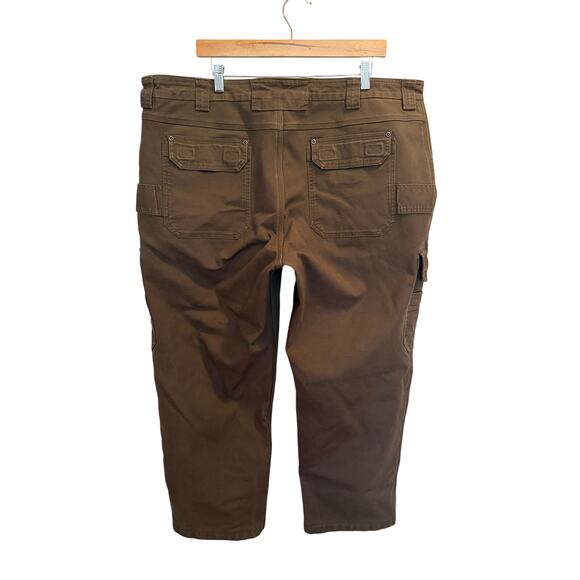Duluth Trading Flex Fire Hose Relaxed Fleece Lined Cargo Pants 42x30 Brown 34202 - Picture 3 of 5